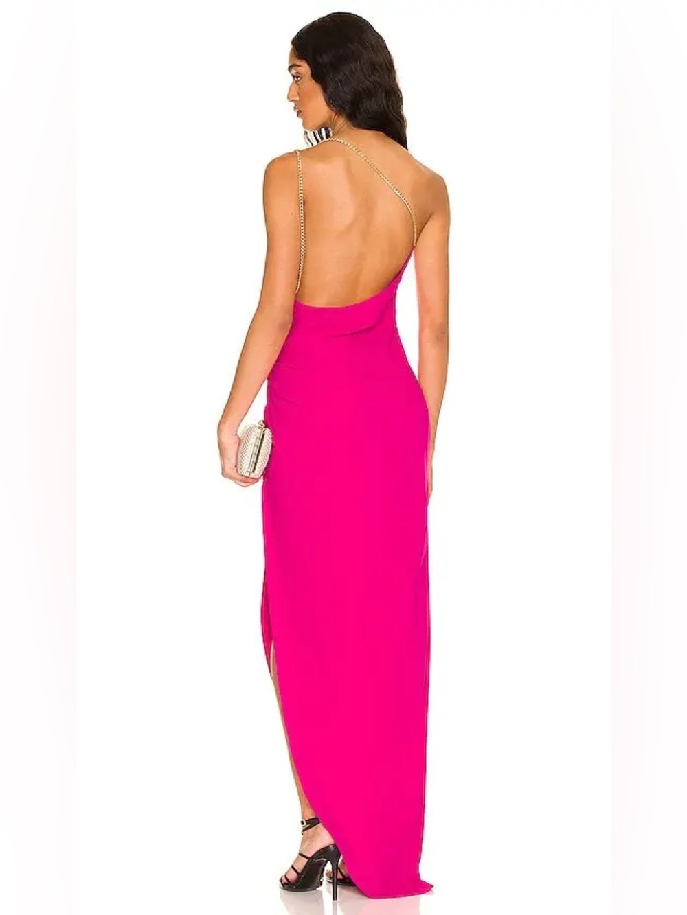 Amanda Uprichard Marea Long Hot Pink Backless Maxi Dress Size Small